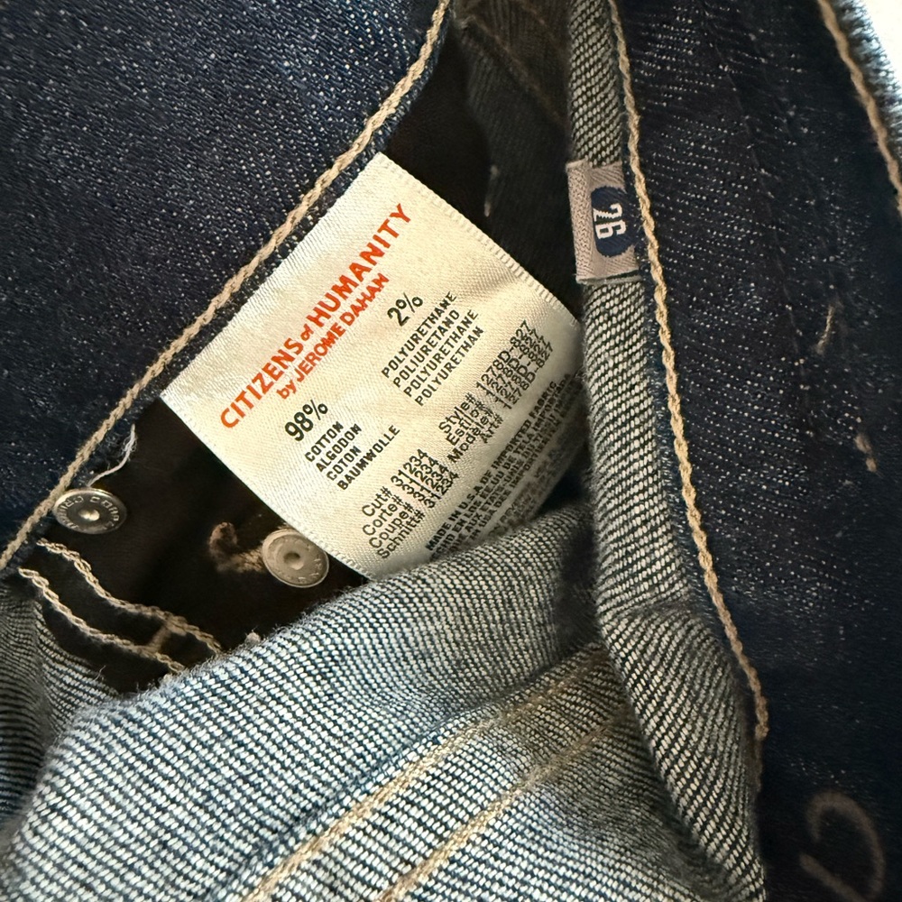 Citizens Of Humanity Low Rise No Distress Dark Wash Straight Leg Jeans Size 26 - Picture 6 of 10